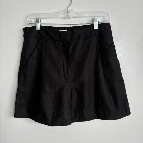 Wilfred Pants - Wilfred Fable Linen TENCEL Shorts Black Pleated Elastic Waist Size 8